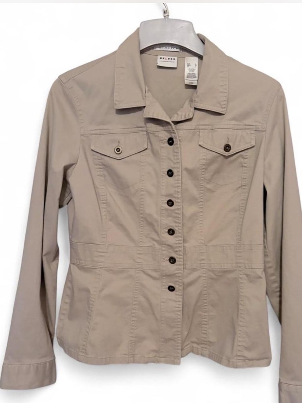 Axcess Light Beige Button-Up Women's Jean Jacket